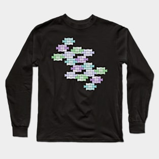 Purple, Green, Blue geometric shapes Long Sleeve T-Shirt